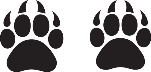 Bold black animal paw print icon, perfect for pet brands, wildlife themes, and adventure designs  © Abu