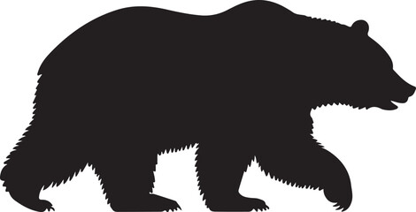Wild Bear Silhouette – Black Forest Animal Icon,Grizzly Bear Walking Profile Wildlife Animal Vector © Abu