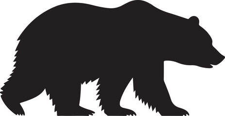 Wild Bear Silhouette – Black Forest Animal Icon,Grizzly Bear Walking Profile Wildlife Animal Vector © Abu