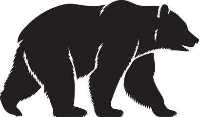 Wild Bear Silhouette – Black Forest Animal Icon,Grizzly Bear Walking Profile Wildlife Animal Vector © Abu