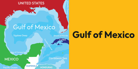 Obraz premium Background map of the Gulf of Mexico. America and Mexico. United States