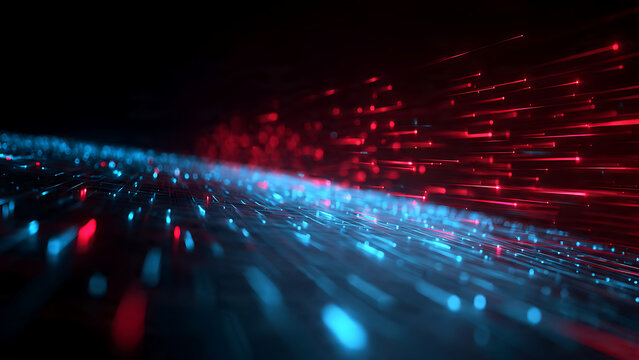 Cyber Attack Simulation Showcasing Data Streams in Abstract Tech Environment