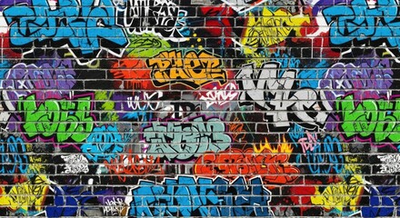 Obraz premium Vibrant Graffiti Art on Brick Wall.