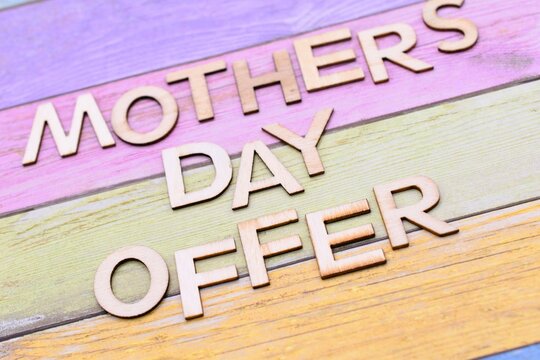 mothers day offer write on rustical background 