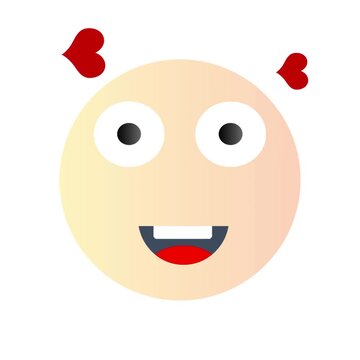 Smiling emoji with hearts animation, transparent