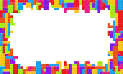 Fototapeta premium Realistic multicolor plastik constructor frame isolated on transparent background. Play and build concept. Vector PNG