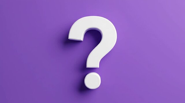 Frequently asked questions concept with three white question marks on a purple background. Symbol of inquiry, problem solving, and customer support for business