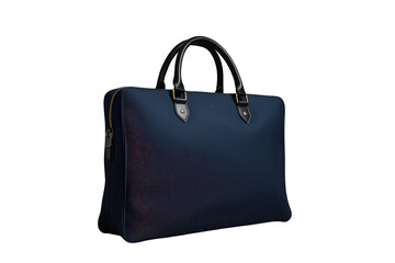 Navy blue professional briefcase offering elegant business style with leather handles and metallic details, on transparent background