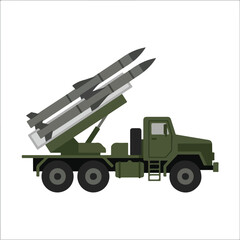 Obraz premium vector flat missile launcher vehicle 006
