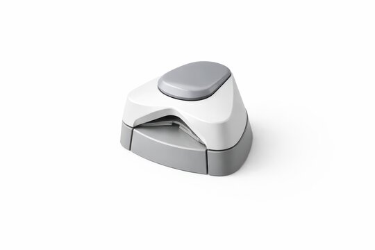 compact corner rounder punch with matte polymer body and clean rounded geometry isolated on white centered composition