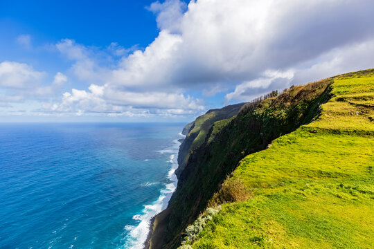 Cliff and coastline view at Miradouro da Boa Morte Madeira Portugal