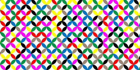 seamless pattern with abstract lines and flower design. Abstract geometric fabric circle floral pattern. Hawaiian tropical seamless pattern.