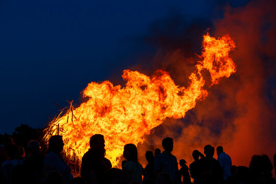 Large solstice bonfire night celebration