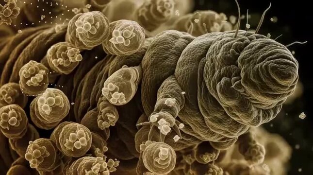Tardigrade Water Bear Microorganism Extremeophile in Detailed Microscopic View
