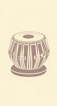 Illustration of a Traditional Indian Tabla Drum on a Light Background.
