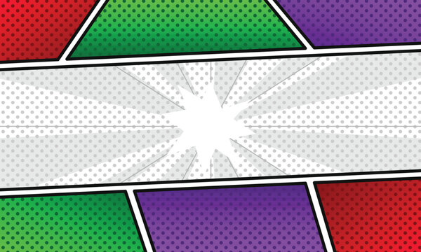 Colorful comic book style background with halftone dots
