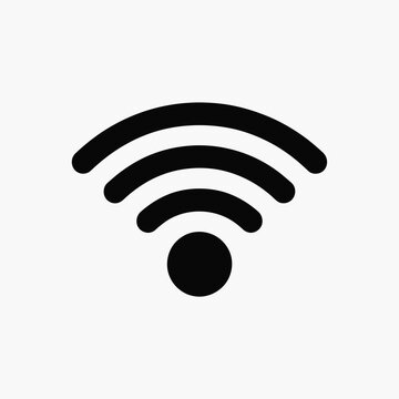 Simple black wifi signal icon on a white background