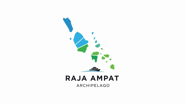 Stylized map of island chain with boat sailing