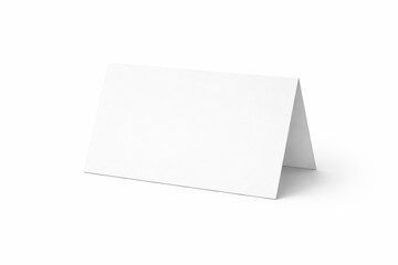 folded tabletop tent card with thick premium paperboard and minimalist triangular form isolated on white centered composition