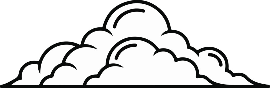 Stylized cartoon-like cloud formation with bold black outlines against white