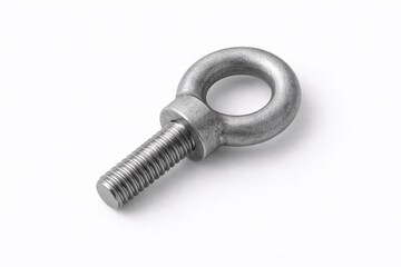 forged steel eye bolt isolated on white with precise industrial form and soft diffused studio lighting premium construction object