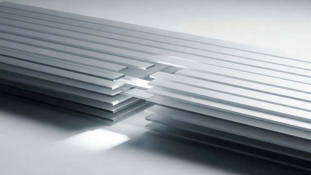 Strategic business decision concept An upclose perspective highlighting precisely assembled metallic sheets