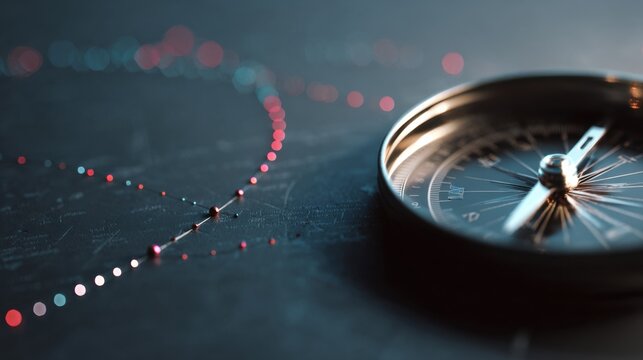 Navigating new directions with a compass, symbol of guidance, leadership and future 
