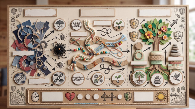 Resilience No Text Template, Handmade Impact Adaptation Growth Poster.