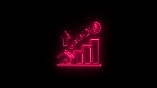 glowing neon incentive icon isolated on black background. HD video motion graphic animation.4k motion video.