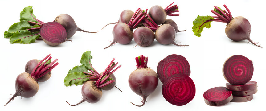 Multiple of beets and beet slices vegetables roots