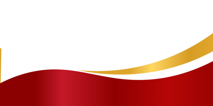 Luxury Red and Gold Curved Wave Header on White Background, beground