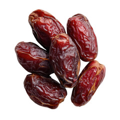 Vibrant photo of Group of sweet dried dates isolated on black background