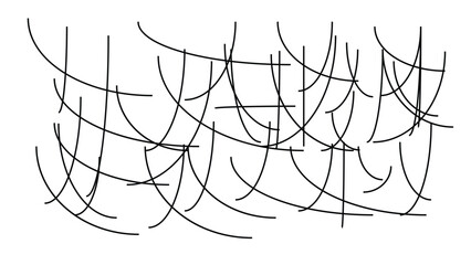 Curved arching lines forming mesh like structure on transparent background digital sketch © Sara Studio