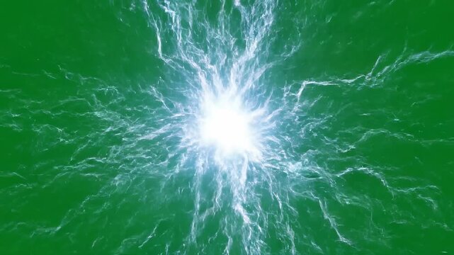 An abstract, erratic light pattern flickers and expands ominously, isolated on green screen compositing, isolated, futuristic