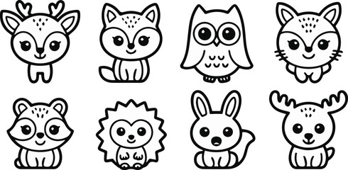 Fototapeta premium Woodland animal flashcard set for preschool