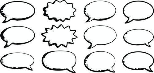 Fototapeta premium Speech bubble sticker and icon set