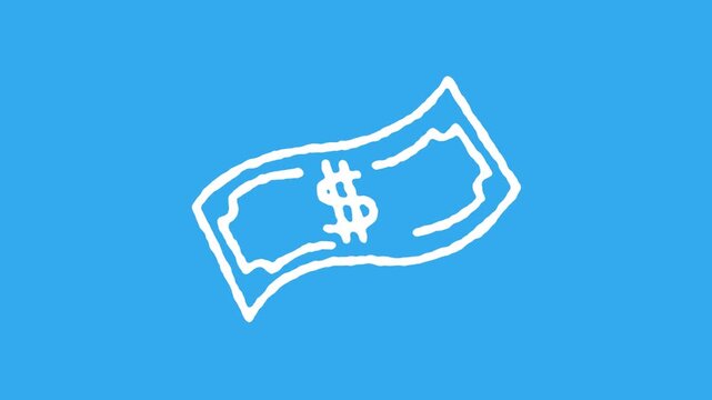 Hand Drawn Money Icon Animation - Dollar Bill Sketch Drawing Effect