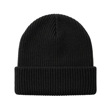 Black ribbed knit beanie hat for winter