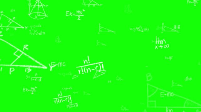 A video showcasing mathematical equations written on a green chalkboard in a classroom setting