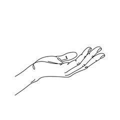 Obraz premium A minimalist line art illustration of a hand with palm up and fingers extended