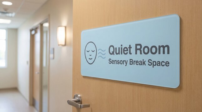 Quiet room sign indicating sensory break space for relaxation  