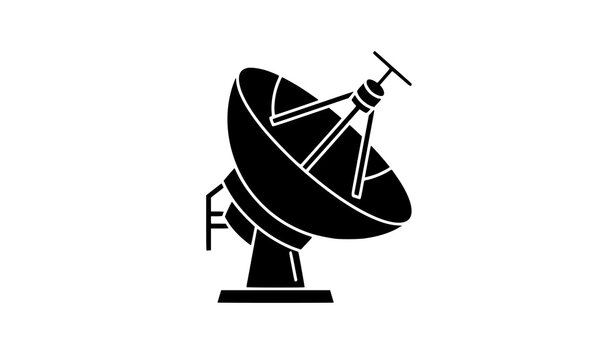Radar satellite dish vector icon flat black silhouette isolated on transparent background for technology apps