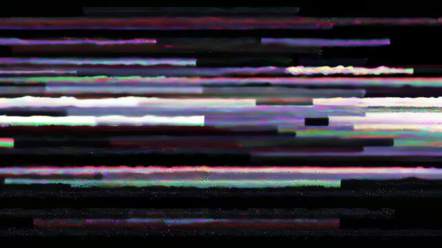 Noise glitch television distortion malfunction disruption disconnected compression black background footage error hacking computer laptop damaged screen streaming artifact cinematic abstract create