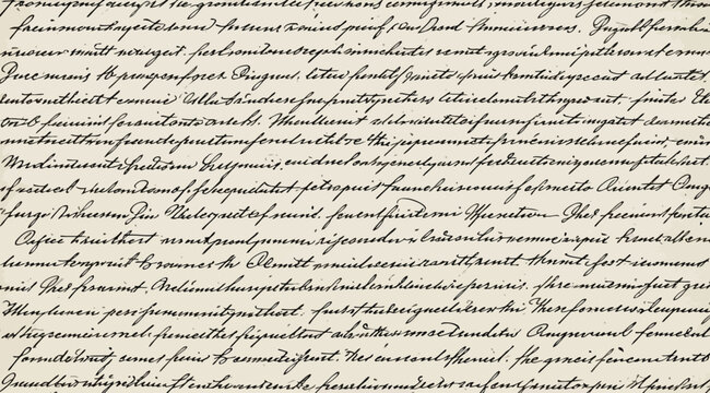 Closeup of a handwritten text on a white background with elegant cursive script and illegible words