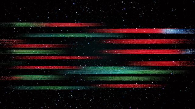 Noise glitch television distortion malfunction disruption disconnected compression black background footage error hacking computer laptop damaged screen creating abstract horizontal bands of red