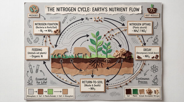 Nitrogen Cycle Educational Poster Infographic, Handmade Classroom Process Board.