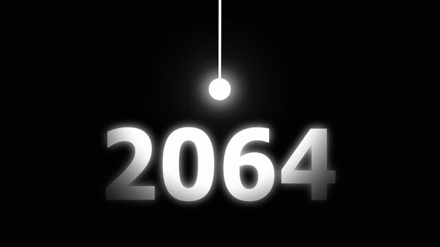 Bright Idea Lighting Up 2064 &ndash; Futuristic New Year Concept Symbolizing Innovation, Hope, Strategy and Forward Thinking Success.