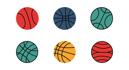Obraz premium Slam Ball Line art vector set minimal abstract vibrant color illustration