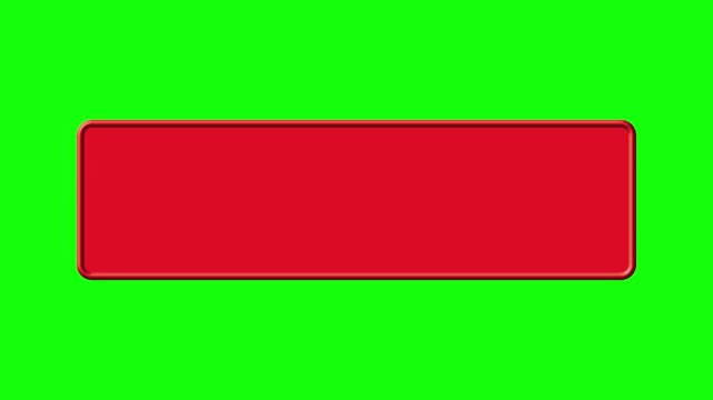 Blank Red Rectangular Button on Chroma Key Green Screen