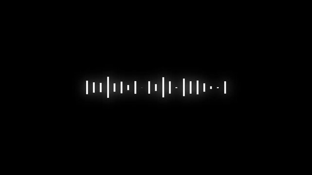 Sound wave animation isolated on black background. Audio waveform with frequency animated lines. Abstract sound wave background.
